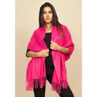 Imagem de Echarpe Lenço Feminino Liso com Franja Pink - Único-Feminino