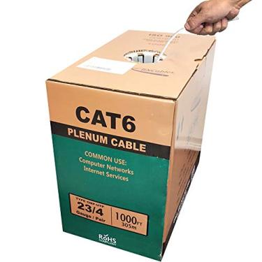 Imagem de Cabo Plenum CAT6 550 MHZ 304 m azul, 23 AWG 4 pares, cabo de rede sólido sem blindagem par trançado (UTP), disponível em azul, branco, amarelo, cinza, roxo, verde e preto (branco)