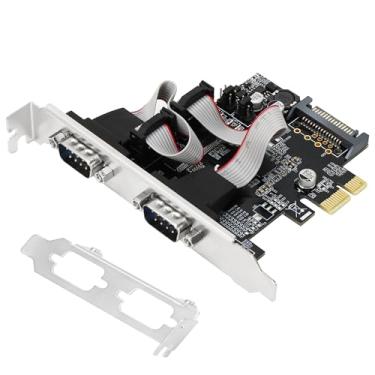 Imagem de XRIKUI Placa de porta serial PCI Express RS-232 DB9 de porta dupla para Windows XP, Vista, 7, 8.x, 10, 11 32/64 bits e PCs Linux, cartão PCIE 2X DB9