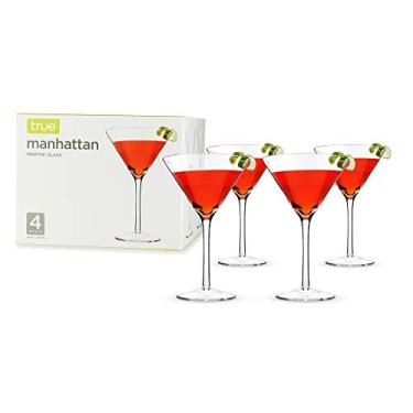 Imagem de True Copo Manhattan Martini, conjunto de 4 copos, vidro transparente, lavável na lava-louças, comporta 355 ml