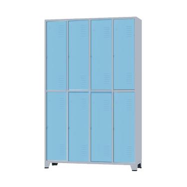 Imagem de Armário Roupeiro De Aço Para Vestiário 8 Portas Locker Azul Claro com Chave