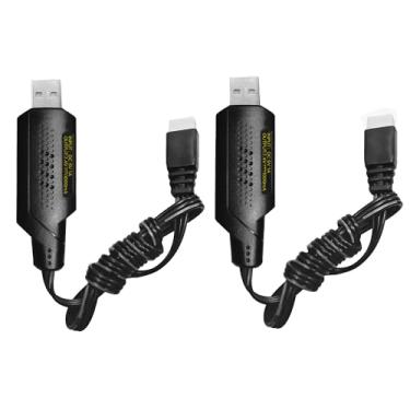 Imagem de AMZZN 2 peças 2S 7,4V 1A carregador USB é adequado para baterias Lipo 7,4V 2S com conectores XH-3P, carros RC, navios, drones, armas de ar e brinquedo de controle remoto 7,4 V baterias cabo de