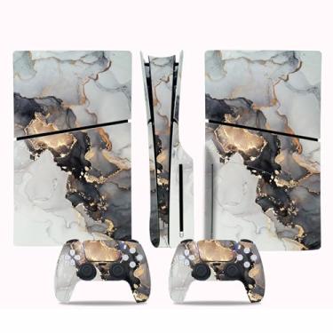 Imagem de Adesivo Skin para PS5 Slim Disc Edition, decalque de vinil para console de jogos e controle sem fio (cinza)