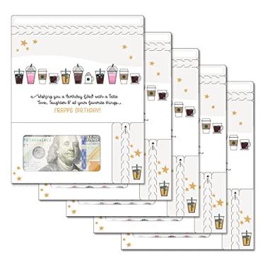 Imagem de ZipGifts Cartão de Natal | Porta-dinheiro com zíper com janela de plástico transparente para dinheiro, cheque e vale-presente, Aniversário | Frappe Birthday | Pacote com 5, Moderno