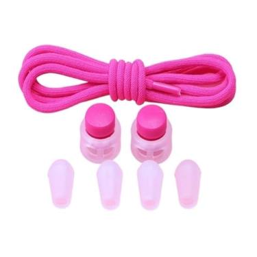 Imagem de No Tie Shoelaces Rubber Band For Shoes Round Elastic Laces Sneakers Lazy Sport Laces Without Binding Shoestrings(Rose red)