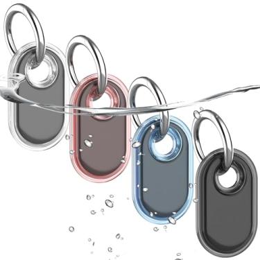 Imagem de Pacote com 4 unidades, à prova d'água, compatível com suporte Samsung Galaxy SmartTag2, capa protetora TPU GPS Tracker para Tag 2 com chaveiro