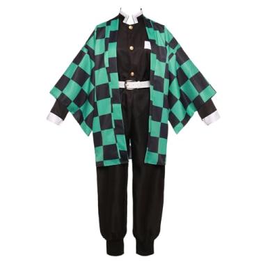 Imagem de Vibsion Tanjirou Zenitsu Giyuu Mitsuri Cosplay Fantasia Anime Kimono Traje Halloween, Tanjiro verde, Small