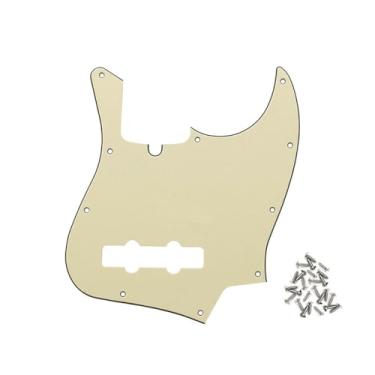 Imagem de ROZILO Pickguard para baixo Jazz branco envelhecido 10 furos para para-lama de 4 cordas Jazz Bass estilo moderno