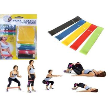 Imagem de Kit Mini Band Faixa Elástica 5 Intensidade Pilates Funcional - Orthopa