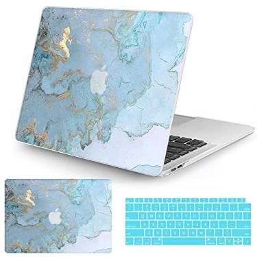 Imagem de Watbro Capa compatível com MacBook Air de 13 polegadas para laptop 2020, 2019, 2018, versão A2337, M1/A2179/A1932, capa de mármore colorida com película de teclado para MacBook Air 2020 com Touch ID