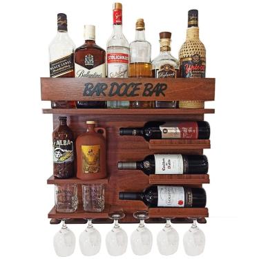 Imagem de Barzinho de Parede com Porta Copo e Adega de vinho Boteco Terapia Cor Pretota Copo Boteco Terapia Cor Preto