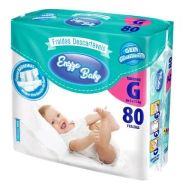 Imagem de Fralda Descartável Enzzo Baby Infantil Pacotão Diurna Noturna Fita G 9 a 13kg