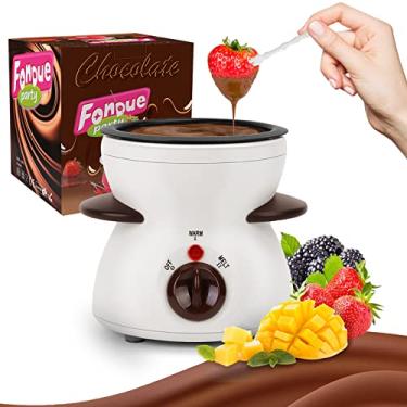 Imagem de OFFKITSLY Conjunto de panela de fondue, mini conjunto de panela elétrica de fondue para derreter queijo de chocolate, máquina de fazer fondue com garfos de imersão para presente de festa de