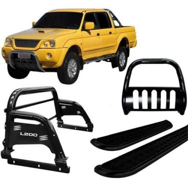 Imagem de Kit Quebra Mato Estribo Santo Antônio H3 L200 04 Preto - HOZZ