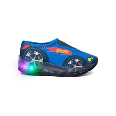 Imagem de Tênis Led Infantil Masculino Carros Luzinha Calce Facil My funfy Kids (Azul, BR, Criança de 4 a 8 anos, Numérico, 27)