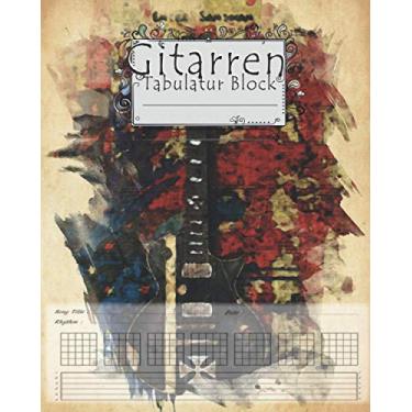 Imagem de Gitarren Tabulatur Blok: Notizbuch Für Musiker Zum Selberschreiben | Tabulaturlinien und Akkorddiagrammen | Leeres Gitarrentabulaturbuch Für Musikkomposition Und Songwriting