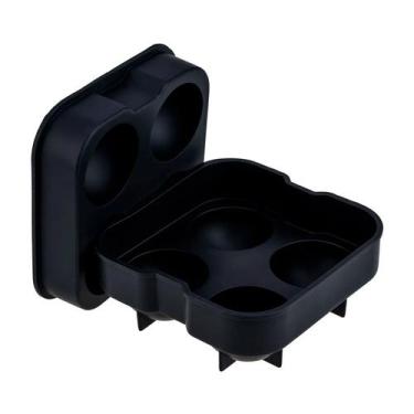 Imagem de Forma de Gelo em Silicone Preto 4 Esferas - Weck