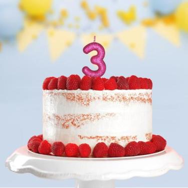Imagem de Vela Aniversário Puro Glitter Pink Nº 3 Caixa Com 1 Un. - TAMAROZZI EM