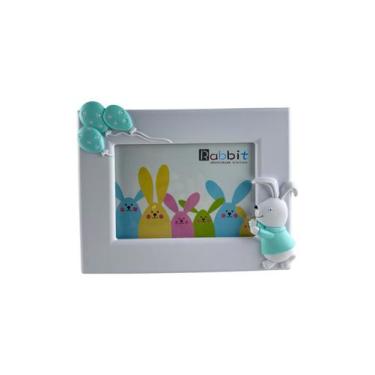 Imagem de Porta-Retrato Infantil Coelhinho com Balões P/ Momentos - Pecks, Azul
