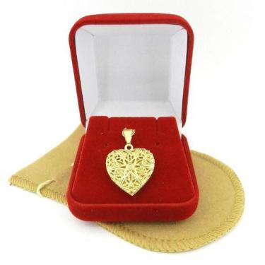 Imagem de Pingente Coração Relicario 3cm Folheado Ouro Pi217 - WNBIJOUTERIAS