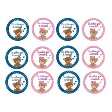 Imagem de 100 Adesivos Personalizados Chá Revelação - Menino E Menina - Fixa Per