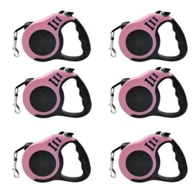 Imagem de Kit 6 Coleiras Guia Para Pets Cachorro gato retratil 5 metros com trav