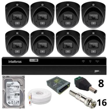 Imagem de Kit 8 Câmeras Bullet 3220d Mini Black Com Áudio Dvr Intelbras 1216-c M