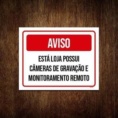 Imagem de Placa Decorativa Aviso Loja Possui Câmeras Gravação 18X23 - Sinalizo