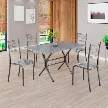 Imagem de Conjunto Sala de Jantar Mesa Retangular 120x75cm Tampo Granito Ocre 4 