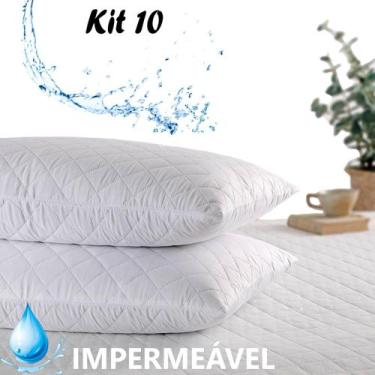 Imagem de Kit 10 Capas Protetora De Travesseiro Fronha Impermeável Antialérgica 