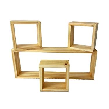 Imagem de KIT NICHO DECORATIVO MADEIRA RÚSTICO CONJUNTO 4PÇ - NOGUEIRA/CRU (Cru)