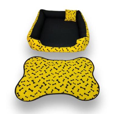 Imagem de cama retangular com zíper cama cachorro grande até 28kg +tapete pra co