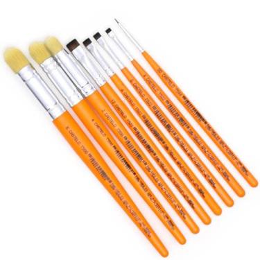 Imagem de Kit de Pincéis para Pintura em Tecido e Stencil Castelo - 8 Unidades -