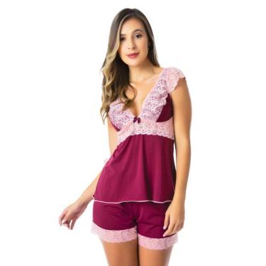 Imagem de Short Doll Baby Doll Pijama Feminino Manga De Renda Sem Bojo - Empório