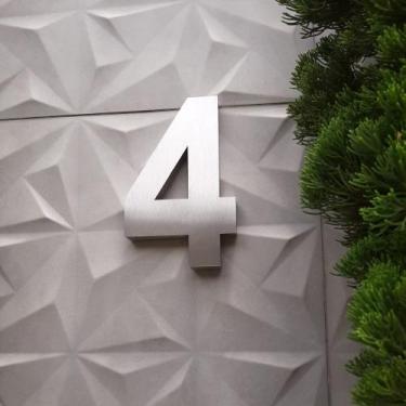 Imagem de Número 4 residencial em aço inox 30cm Casa Portão 3d- Estoque disponív