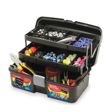 Imagem de Caixa Multiuso MM30P Com 02 Bandejas Articuladas Preta - Arqplast