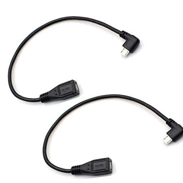 Imagem de Micro USB ângulo esquerdo, cabo de extensão micro USB, pacote com 2 cabos de extensão Micro-B macho para fêmea de 90 graus, cabo de transferência de dados adequado para Samsung, HTC, Huawefti, gravador de direção, Sony e mais