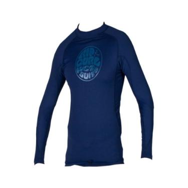 Imagem de Rip Curl Camiseta masculina clássica de manga comprida Planet Rashguard (azul-marinho, PP)