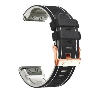 Imagem de PCAVO Pulseira de relógio de couro de 20 mm para Garmin Fenix 6s/Fenix 5s/Fenix 7s, couro macio QuickFit de 20 mm com pulseira de silicone para Garmin D2 Delta S epix Pro Gen 2 de 42 mm, preta