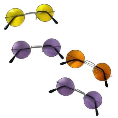 Imagem de Kit 4un Óculos De Sol Hippie Redondos coloridos Festa balada - RK