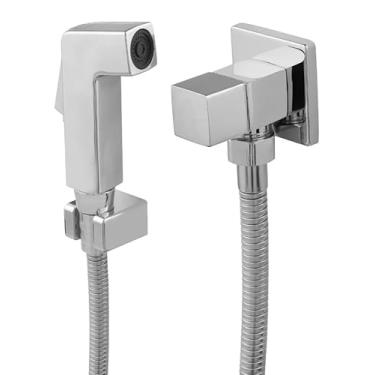 Imagem de Ducha Higiênica Mangueira 1,2m Completa Quadrado Luxo Com Registro (Cromado)