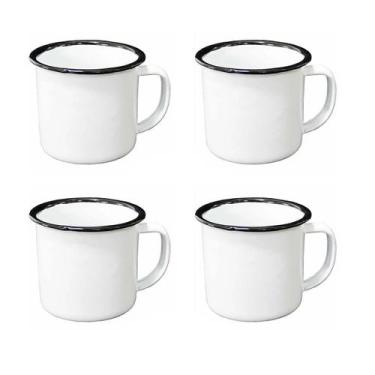 Imagem de 4un caneca esmaltada roça branca rústico 300ml - YAZI