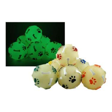 Imagem de Brinquedo mini bola pata/osso fluorescente interativo para cães 60mm -