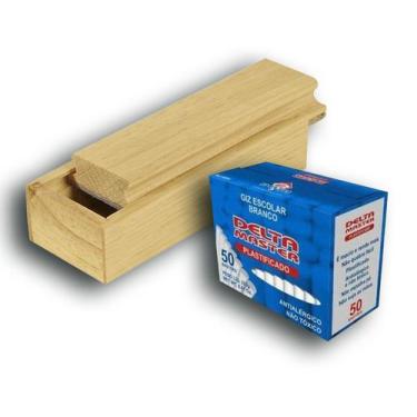 Imagem de APAGADOR COM DEPÓSITO PORTA GIZ PINUS LUXO VERNIZ 18x7x5,5 CM + 1 CX G