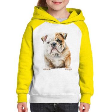 Imagem de Moletom Infantil Bulldog-Inglês - Foca na Moda, Branco, Amarelo, 10