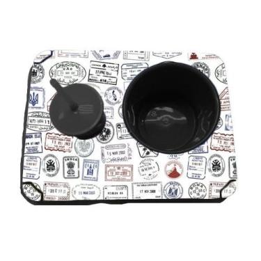 Imagem de Almofada Bandeja Pipoca Balde e 1 Copo Suede Macio e Madeira Personali