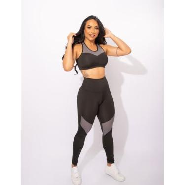 Imagem de Conjunto Fitness Calça Legging Cintura Alta E Top Academia Feminino Co