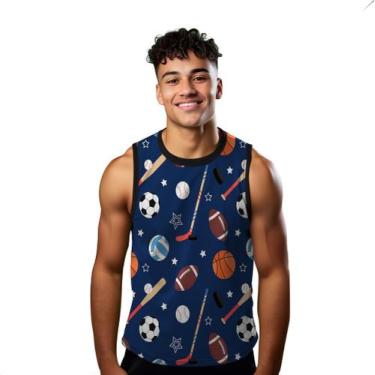 Imagem de Camiseta Regata Verão Estilo Moda Praia Bolas Esportes Sport Futebol B