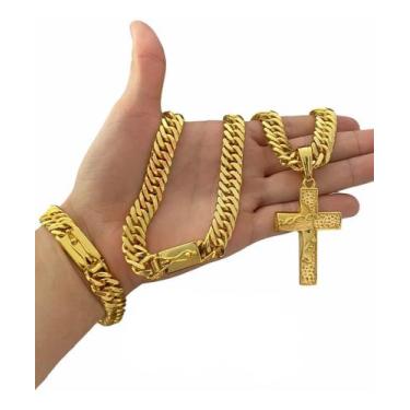 Imagem de Corrente + Pulseira Pingente 13mm Grumet Banhado A Ouro 18k - ToJoia18