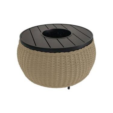 Imagem de Mesa de Centro Gourmet 90cm com Champanheira em Corda Náutica Nude Bas